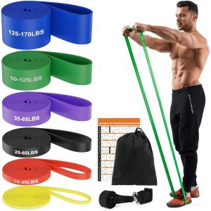 Elastic Bodybuilding,6 Levels Elastic Bodybuilding With Door Anchor,Elastic Band Bodybuilding For Crossfit,Stretching,Powerlifting,Bodybuilding,Pull-Ups - Neuf