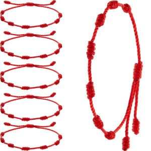 (6 Pi&egrave;ces) Bracelets &Agrave; Cordon Rouge Bracelet &Agrave; Cordon Rouge Bracelet &Agrave; Cordon R&eacute;glable &Agrave; Noeud Rouge Amulette Pour La Protection, Le Mauvais ?Il Et La Bonne Chance - Neuf