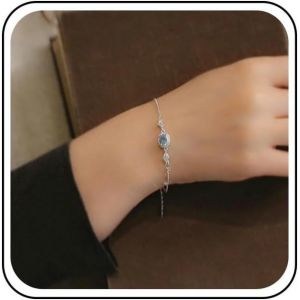 Eryi-Bracelet Boho Cristal Pierre De Naissance Bracelet Cristal Bleu Strass Aigue-Marine Bracelet En Chaine Pour Femmes Bracelet En Chaine Pour Femmes - Neuf