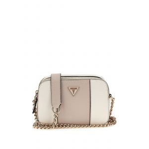 Guess Sac Bandouli&egrave;re Bramina Small Satche Off White/Taupe ZG967214 - Neuf