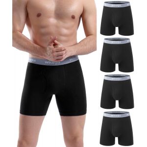 Kgabery-Boxer Homme Coton Caleçon Hommes Élastique Confortable Braguette Ouverte Sans Etiquette Lot De 4 - Neuf