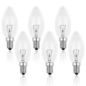Ampoule à bougie incandescente E14 60w 230v,ampoule à flamme E14,blanc chaud dimmable 2700k,600lm,ampoule transparente C35,pour lustre,lampe de bureau,paquet de 6 - Neuf
