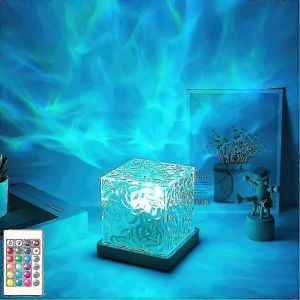 Luminorthe Luminorth Cube Lampe,Lampe D'eau Céleste,Lampe Northern Lights Cube Midnight Aura,16 Couleurs De Veilleuse Dynamique De Vague D'eau Avec Télécommande - Neuf
