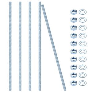 5 Pcs Tige Filetée M10,Tiges Filetées Entièrement,M10 Boulons Filetés,Goupilles Filetées Zinc Bleu,Tige Filetée Avec Filetage Métrique Complet Avec Écrous Et Rondelles (M10 X 300 Mm) - Neuf