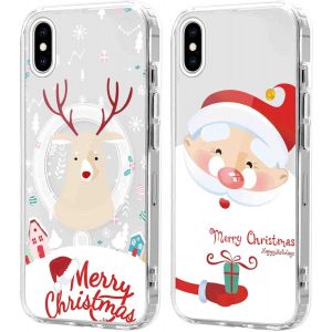 SJZG-2 Pi&egrave;ces No&euml;l Coque Magn&eacute;tique Pour Iphone Xs Max 6,5'', Etui En Motif Dessin Cadeau De No&euml;l Compatible Avec Magsafe, Housse Christmas Silicone Tpu Bumper Cover Pour Iphone Xs Max, P&egrave;re No&euml;l 02 - Neuf