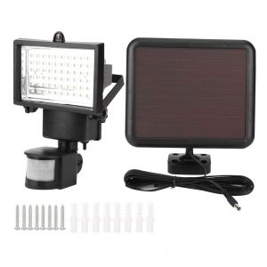 Hjlian Applique Murale Solaire 60 Led, Projecteur D'exterieur Etanche Avec Detecteur De Mouvement Infrarouge, Pour Jardin, Garage, Terrasse, Noir - Neuf