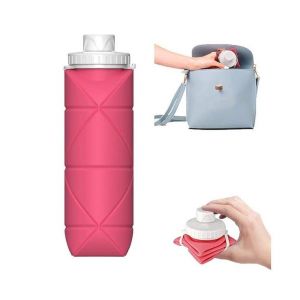 Bouteille D'eau Pliable Et Étanche - Bouteille De Voyage Réutilisable De 59 Cl Pour La Salle De Sport, Le Camping Et Les Aventures En Plein Air (Rose) - Neuf