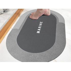Ensemble De 2 Tapis De Bain Absorbants Et Antid&eacute;rapants Gris - S&eacute;chage Rapide Et Polyvalent Pour Un Usage Domestique - Neuf