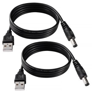 WQS-2 Pièces 1m 24AWG Cable USB vers DC 5V, USB vers 5.5x2.1 mm DC Barrel Jack Adaptateur D'alimentation, pour Appareils Électroniques, Ordinateurs Portables - Neuf