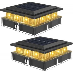 Lot De 2 Capuchon De Poteau Solaire, Lampes Solaires Capuchons De Cl&ocirc;ture 4x4 Cl&ocirc;ture Solaire Cap Light Pour Cl&ocirc;ture De Patio, V&eacute;randa, Terrasse Poteaux En Bois/Vinyle - Neuf