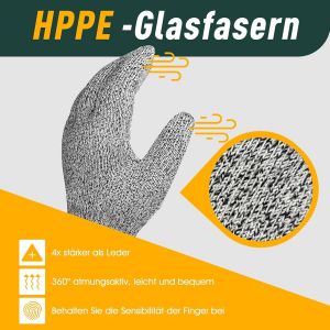 Lot de 2 paires de gants de protection anti-coupures antid&eacute;rapants Niveau 5 Gants r&eacute;sistants aux coupures|EN 388 Gants de protection contre les coupures Gants de cuisine Couteau de.[H224] - Neuf