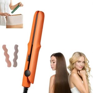 Kal-Curl Chic Mini Ceramic Curling Iron,2 En 1 Lisseur Boucleur Cheveux,Mini Fer À Lisser Pour Les Cheveux Courts/Frange -Fer À Lisser Portable En Céramique,Petit Fer À Lisser Portable (Orange) - Neuf