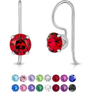 Kal-® Boucle Oreille Femme - Boucles Oreilles Pendante - Bijoux Argent Femme 925 - Bijoux Femme Argent - Boucle Oreille Swarovski Femme - Bijoux Femmes - Boucles Doreilles Femme Swarovski - 6 Mm - Neuf