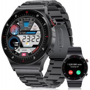 Montre Connectée Homme Avec Appel Bluetooth,1.43"" Amoled Smartwatch Acier Noir Pour Android Ios,110+Modes Sportifs Moniteur De Sommeil Fréquence Cardiaque,Ip68 Étanche Android Ios - Neuf