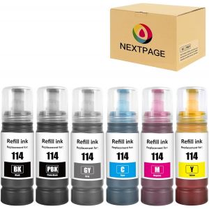Lot De 6 Cartouches D'Encre 114 Pour Imprimante Epson 114 Compatible Avec Imprimante Ecotank Et-8500 Et-8550 Noir Photo Noir Cyan Magenta Jaune Gris[ENC944023] - Neuf