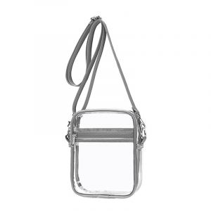 Sac Transparent Approuv&eacute; Par Le Stade, Sac &Agrave; Main Transparent Avec Bandouli&egrave;re R&eacute;glable Pour Les Sports De Plein Air, Gris - Neuf