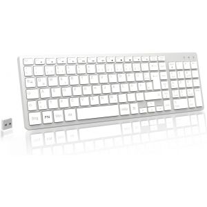Clavier Sans Fil 2,4 Ghz - Taille Compacte Qwertz - Disposition Allemande Avec Pavé Numérique - Butée Silencieuse - Nano Récepteur Usb Pour Hp/Lenovo/Dell Pc/Ordinateur Portable Et Mac - Neuf