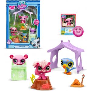 SANSH-Bandai - Pack Set Camping 3 Animaux et Accessoires - LPS Panda Écureuil Toucan - Coffret Jouet Mini Figurines Animaux Mignons - Jouet Enfant 4 Ans et + - BF00574 - Neuf