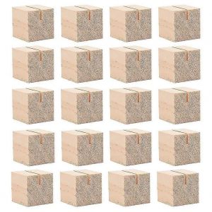 20Pcs Porte de carte de nom en bois Table en bois Nombre de supports Porte-cartes de lieu en bois massif pour étiquette de nom - Neuf