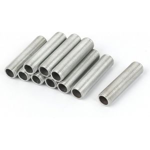 Tige Filetée Creuse M10 Filetage 40mm Longueur Supérficiel Lampe Tuyau Mamelon Lampes Réparation Pièce Matériel pour Lampe Lumières Zinc Allié Argenté 10pcs - Neuf