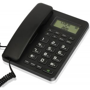 T&eacute;l&eacute;phone Fixe Filaire Pour Maison/H&ocirc;tel/Bureau, T&eacute;l&eacute;phone Filaire Avec Affichage Et Volume R&eacute;glable, Prise En Charge De La Musique En Attente, Haut-Parleur, Dnd Et Calculatrice - Neuf