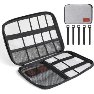 Sac De Rangement De C&acirc;bles Sac &Eacute;lectronique, Pochette De C&acirc;bles De Voyage, Organisateur D'Accessoires &Eacute;lectroniques Portables Pour Disques Durs, C&acirc;bles, Chargeur, C&acirc;bles Usb, Carte Sd, Gris - Neuf