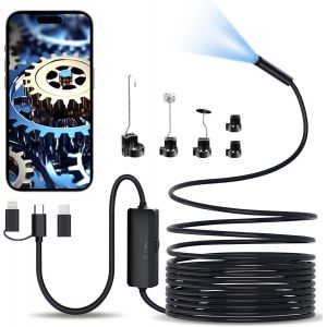 MEVRONISSHOP-Endoscopique Cam&eacute;ra d'inspection de Serpent 1920P, 3 en 1 USB Camera Endoscopique, Endoscopique Type C de port&eacute;e avec 8 lumi&egrave;res LED pour Smartphone Android et iOS, iphone, iPad, (16,5 F - Neuf