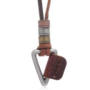 Marron Contracté Mâle Cuir De Vachette Collier Caractère Individuel Ins Hip-Hop Pendentif En Cuir Corde Collier Homme Bijoux Cadeau - Neuf