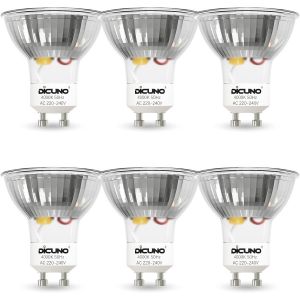 Ampoule Led Gu10, Blanc Chaud 2700k, 5w, Équivalent 50w Lampe Halogène, 400lm, Ampoule Led Spot Culot Gu10, Non-Dimmable, 230v, 120° Larges Faisceaux, Lot De 6 - Neuf