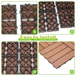 Dalle De Terrasse Dalles Clipsables En Bois Rev&ecirc;tement Carrelage 30 X 30 Pour Jardin Terrasse, Marron 110 Pi&egrave;ces - Neuf