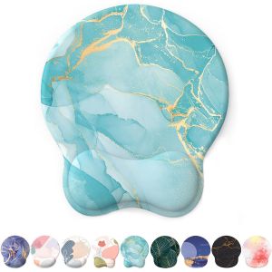 JGD-Tapis de Souris Support de Repose-Poignet, Tapis Souris Ergonomique en Gel, Tapis de Souris Frais pour Gamer, Repose Poignet Souris avec Base en PU antid&eacute;rapant (Marbre Bleu) - Neuf