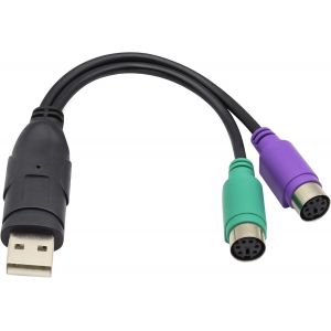 Usb Mâle Vers Double Séparateur De Conversion Femelle Ps2,Câble De Conversion Clavier Et Souris,Adaptateur Ps2 Vers Usb,Pr En Charge Win98/Me/2000/Xp/7/8/8.1,Etc.(20Cm/1Pièce) - Neuf