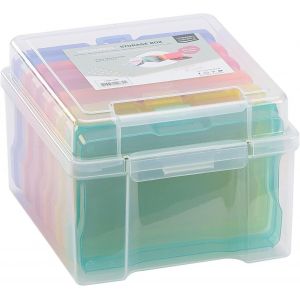 Lbgwp60-Boîte De Rangement Transparente Avec Couvercle Et 6 Boîtes Colorées, Pour Matrices De Découpe, Photos Et Autres Fournitures De Loisirs Créatifs, 21 X 18,5 X 14 Cm - Neuf