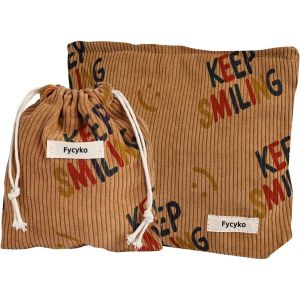 MAA-2pcs Trousse de Toilette Femme, Trousse à Maquillage Sac Cosmétique Organisateur en Velours Côtelé de Motifs Smile Grand Capacité pour Voyage Trousse Toilette Homme Voyage - Brun, 2pcs - Neuf