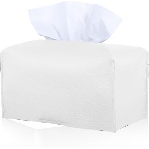 CHECARZHN--NO1-Housse De Boîte À Mouchoirs Rectangulaire En Cuir Esthétique Pour Salle De Bain, Cuisine, Bureau, Voiture (Blanc) - Neuf
