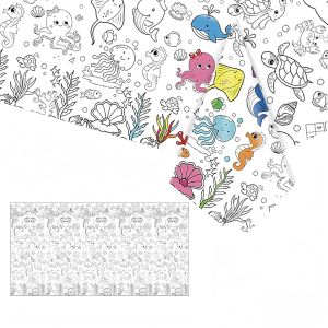 Nappe G&eacute;ante De 137 X 274 Cm, Nappe De Coloriage Pour Enfants, Nappes En Papier, Nappe Rectangulaire Oc&eacute;an Pour F&ecirc;tes, Nappe &Eacute;ducative, Fournitures De F&ecirc;te Pour Gar&ccedil;ons Et Filles - Neuf