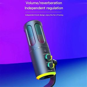 Microphone de jeu professionnel avec support, microphone à condensateur filaire USB RVB pour PC, ordinateur portable, streaming, podcast - Neuf