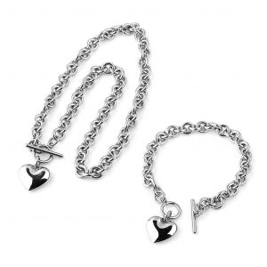 Mode Cha&icirc;ne En Acier Inoxydable En Forme De Coeur &Agrave; Bascule Bracelet Pendentif Collier Cadeau - Neuf