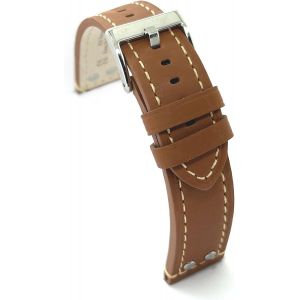 Eryi-Bracelet Cuir Veau Huilé Style Aviateur Pilote Flieger Avec Rivets U2013 Tailles 18mm 20mm 22mm 24mm U2013 Noir Marron Foncé Marron Clair U2013 Design Sportif Classique 381 - Neuf