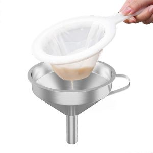100/200/400Mesh Kitchen Mesh Strainers avec 304 en acier inoxydable entonnoir Cuisine Nylon Mesh Filter Strainer pour café,lait,yaourt - Neuf