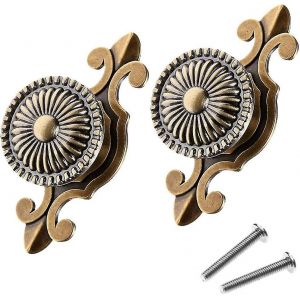 2 boutons de meuble ronds en laiton vintage pour tiroirs et portes - Neuf