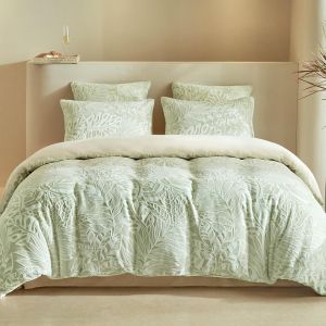 Sjzg-Housse De Couette Peluche 220x240 Avec 2 Taies D'oreiller 65x65 Cm - Chaud Hiver Moelleux Fourrure De Lapin Peluche Parure De Lit 240x220 Avec Fermeture &Eacute;clair, Vert Clair - Neuf