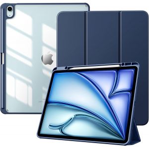 Coque pour Nouvel iPad Air 13 Pouces (M3/M2-2025/2024) avec Porte-Stylet, &Eacute;tui Fine Mise en Sommeil/R&eacute;veil Auto, Housse Arri&egrave;re Transparente avec Support pour iPad Air 13, Marine Bleu - Neuf