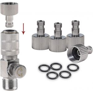 Mevronisshop-Sagud Adaptateur D'a&eacute;rographe Raccord Rapide Pour A&eacute;rographe Avec 4 Prises Suppl&eacute;mentaires Et 5 Joints Toriques - 1/8" M&acirc;le - 1/8" Femelle (R&eacute;glable)&iquest; - Neuf