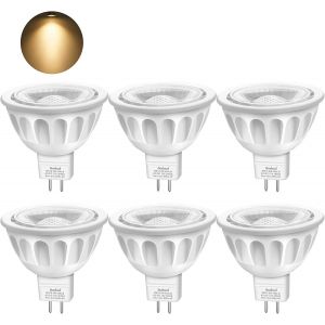 Kal-Ampoule Gu5.3 Led Mr16, Blanc Chaud 3000k, 5w Equivalent À 50w Lampe Halogène, Ac/Dc 12v, 450lm, 40° Angle, Non Dimmable, Lot De 6 - Neuf