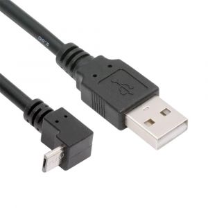 Câble d'alimentation et de données USB 2.0 Type-A vers 5 V Micro USB 5 broches coudé vers le haut pour téléphone, tablette, appareil photo 150 cm - Neuf