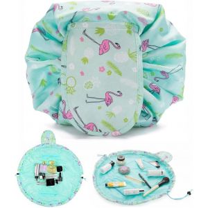 Trousse Maquillage Cordon,Sac Cosm&eacute;tique, Trousse De Maquillage, Trousse Maquillage Ado,Conception De Cordon Rangement Maquillage, Pochette Cosm&eacute;tique Pour Les Femmes Paresseuses (Flamant) - Neuf