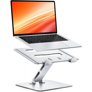 JEXNOVASHOP-Support Ordinateur Portable Bureau, Rehausseur PC Portable Stable Aluminium, Ergonomique Laptop Stand Ventil&eacute; R&eacute;glable & Pliable Porte-Copie, pour MacBook, HP et Autres Notebooks 10-16 - Neuf