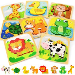 Les Jouets en bois de la Vie, des Puzzles pour les tout-petits de 1 à 3 Ans, Bébé Puzzle Enfants, Casse-tête, Jouets Montessori pour les Filles et les Garçons âgés de 1, 2, 3+, 8 Formes - Neuf