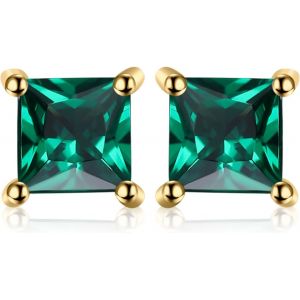 Kal-Boucles D'oreilles Carré Véritable Améthyste Clous D'oreilles Argent 925 - Neuf